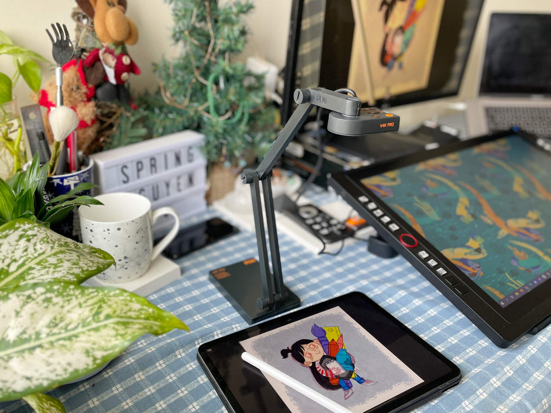 Das Aufzeichnen des Zeichenprozesses eines 2D-Illustrators und Designers.